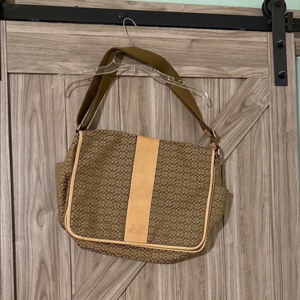 Coach Tan and Brown messenger Bag